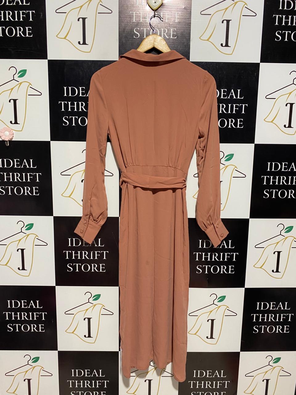 ASOS |M| BUST 16| B9| DESIGN ELEGANT RUST TERRACOTTA WRAP MIDI DRESS
