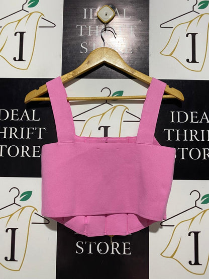 PRIMARK |L|  BUST 16| B9| CHIC CANDY PINK KNITTED CORSET CROP TOP