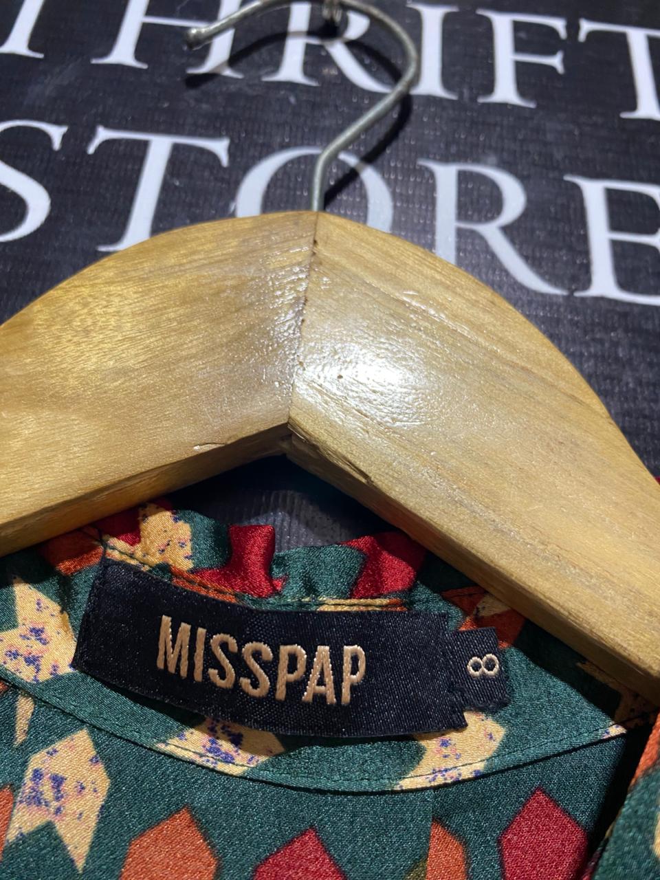 MISSPAP |L| BUST 22| B9| EMERALD GREEN GEOMETRIC PRINT OVERSIZED SHIRT DRESS