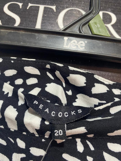 PEACOCKS |XXL| WAIST 40| B9| BLACK AND WHITE ABSTRACT PRINT MIDI SKIRT