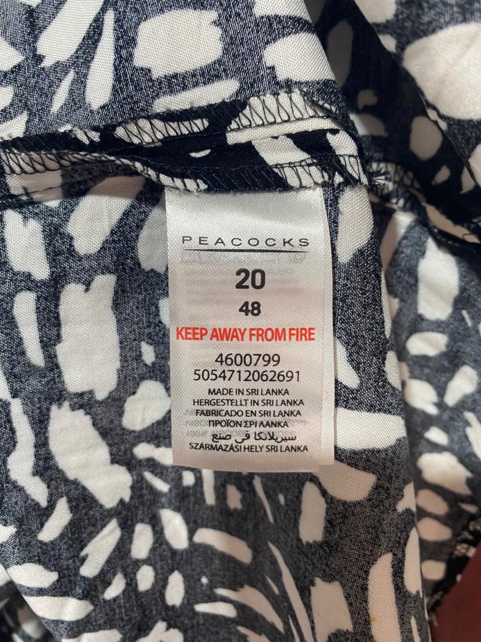 PEACOCKS |XXL| WAIST 40| B9| BLACK AND WHITE ABSTRACT PRINT MIDI SKIRT
