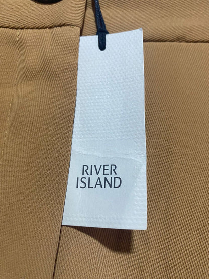 RIVER ISLAND |L| WAOST 32| B9| HIGH-WAISTED OCHRE WIDE-LEG PLEATED TROUSERS