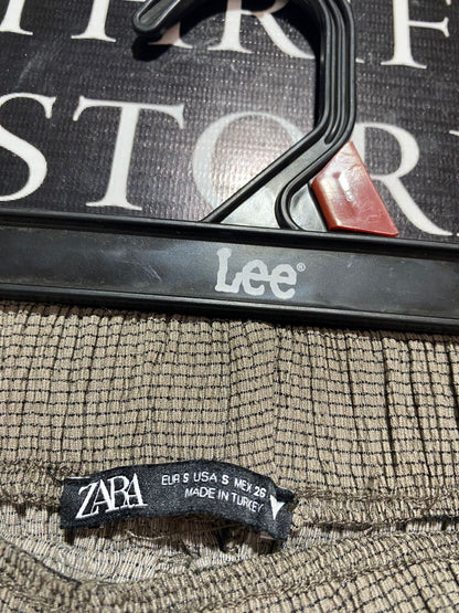ZARA |S| WAIST 24| B9| TEXTURED WIDE-LEG CULOTTE TROUSERS WITH DRAWSTRING WAIST