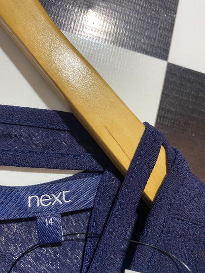 NEXT |L| WAIST 18| B9| NAVY BLUE LONG SLEEVE CROSS-BACK DETAIL TOP