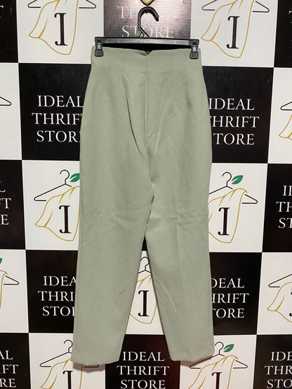 ZARA |S| WAIST 25| B9| HIGH-WAISTED SAGE GREEN TAILORED TROUSERS