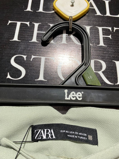 ZARA |S| WAIST 25| B9| HIGH-WAISTED SAGE GREEN TAILORED TROUSERS