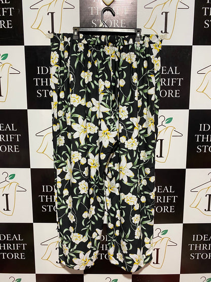 DOROTHY PERKINS |XXL| WAIST 40| B9| BLACK FLORAL PRINT WIDE-LEG PALAZZO TROUSERS