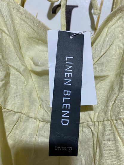 H&M |S| BUST 14| B8| LINEN BLEND PUFF SLEEVE TIE-BACK TOP IN LEMON YELLOW