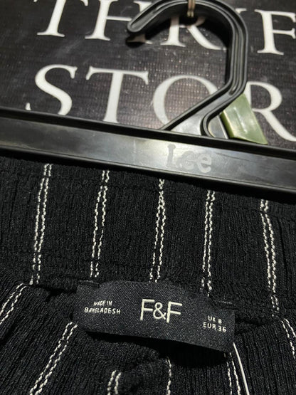 F&F |S| WAIST 26| B8| CLASSIC BLACK AND WHITE VERTICAL STRIPED WIDE-LEG TROUSERS