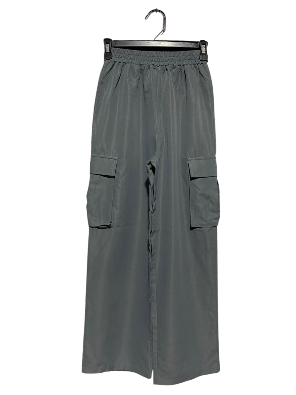 SHEIN | S| WAIST 24| B9| CHARCOAL GREY WIDE-LEG ELASTIC WAIST CARGO PANTS