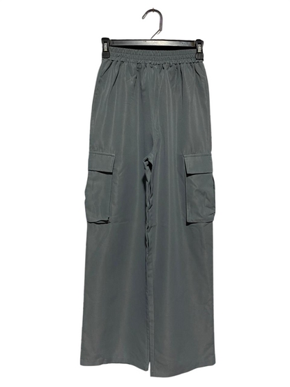 SHEIN | S| WAIST 24| B9| CHARCOAL GREY WIDE-LEG ELASTIC WAIST CARGO PANTS