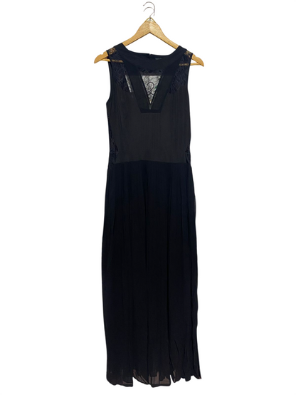 OASIS |M| BUST 17| B9| ELEGANT BLACK SLEEVELESS MAXI DRESS WITH LACE PANELING