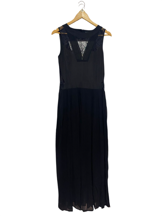 OASIS |M| BUST 17| B44| ELEGANT BLACK SLEEVELESS MAXI DRESS WITH LACE PANELING