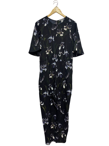 H&M |M| BUST 18| B9| BLACK FLORAL PRINT ROUND NECK JUMPSUIT