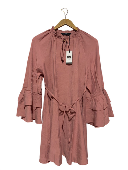 F&F |M| BUST 20| B9| DUSTY ROSE BELL SLEEVE TIE-WAIST TUNIC DRESS