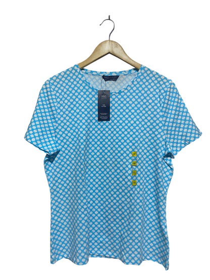 M&S |L| BUST 20| B9| BLUE AND WHITE POLKA DOT FITTED T-SHIRT