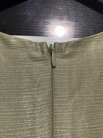 |L| BUST FREE | B9| ELEGANT SAGE GREEN METALLIC SHIMMER MAXI DRESS WITH BELL SLEEVES