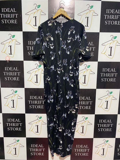 H&M |M| BUST 18| B9| BLACK FLORAL PRINT ROUND NECK JUMPSUIT