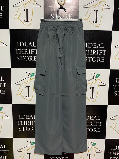 SHEIN | S| WAIST 24| B9| CHARCOAL GREY WIDE-LEG ELASTIC WAIST CARGO PANTS