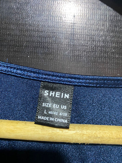 SHEIN |L| BUST 20| B9| LUXURY NAVY BLUE SATIN MAXI DRESS WITH GOLD SEQUIN EMBELLISHMENT