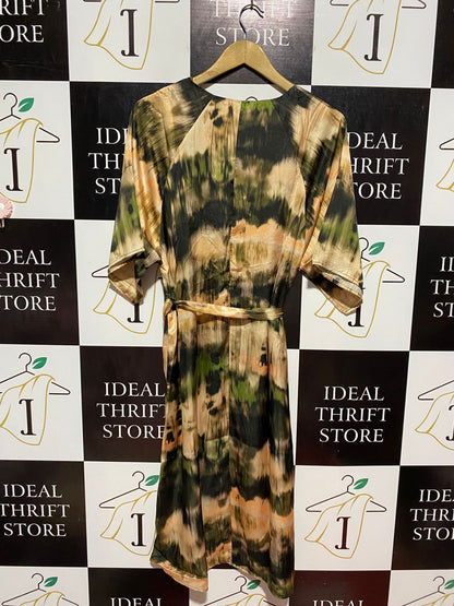 PRIMARK |M| BUST 20| B9| BOHEMIAN TIE-DYE V-NECK KNEE-LENGTH DRESS WITH WAIST TIE