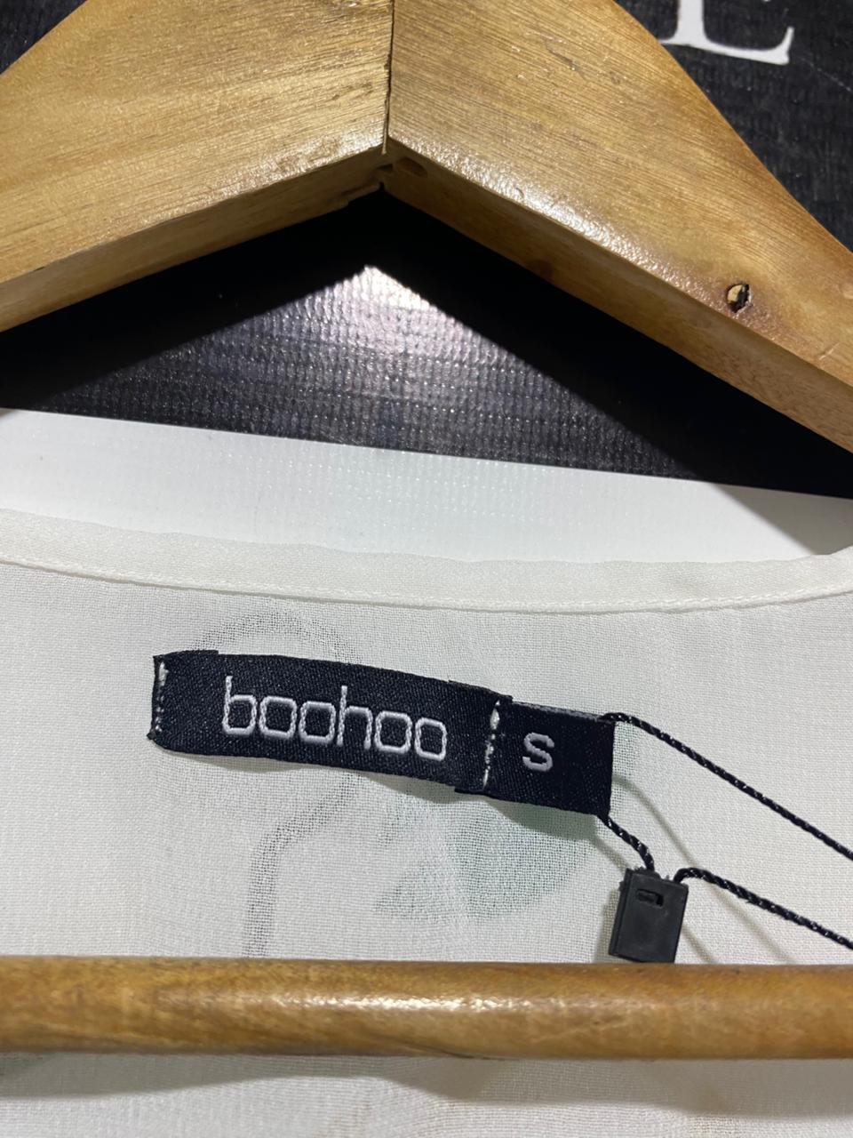 BOOHOO |S| BUST 16 | B9| WHITE SHEER LACE TRIM KIMONO CARDIGAN