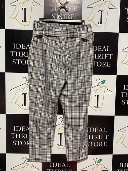 SELECT |M| WAIST 30| B9| CHECKERED HIGH-WAIST PAPERBAG TROUSERS