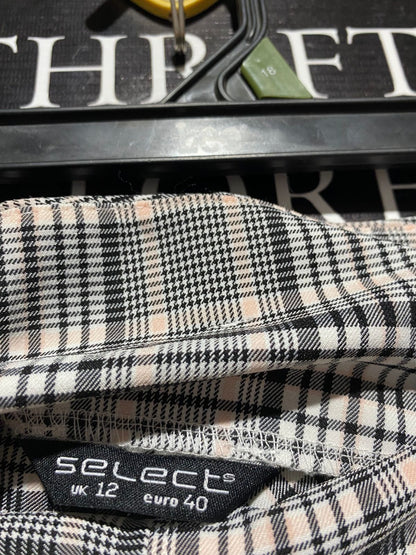 SELECT |M| WAIST 30| B9| CHECKERED HIGH-WAIST PAPERBAG TROUSERS