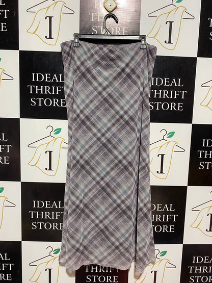 PRIMARK |L| WAIST 36| B9| PRIMARK GREY PLAID MAXI SKIRT FOR WOMEN
