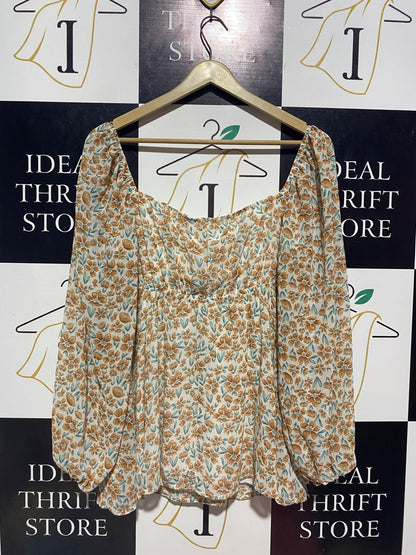 BOOHOO |M| BUST 17| B9| FLORAL MILKMAID STYLE PUFF SLEEVE BLOUSE FOR WOMEN