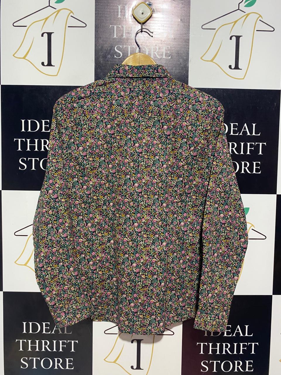 DOUBLE TWO |L| BUST 20| B9| COTTON DITSY FLORAL BUTTON-DOWN SHIRT FOR WOMEN
