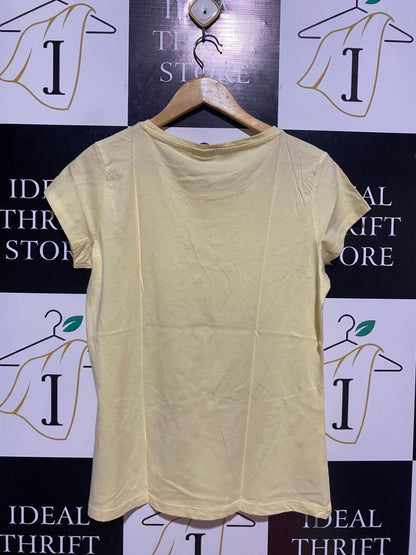 BELOVED |L| BUST 19| B9| PREMIUM PALE YELLOW COTTON CREW NECK T-SHIRT FOR WOMEN