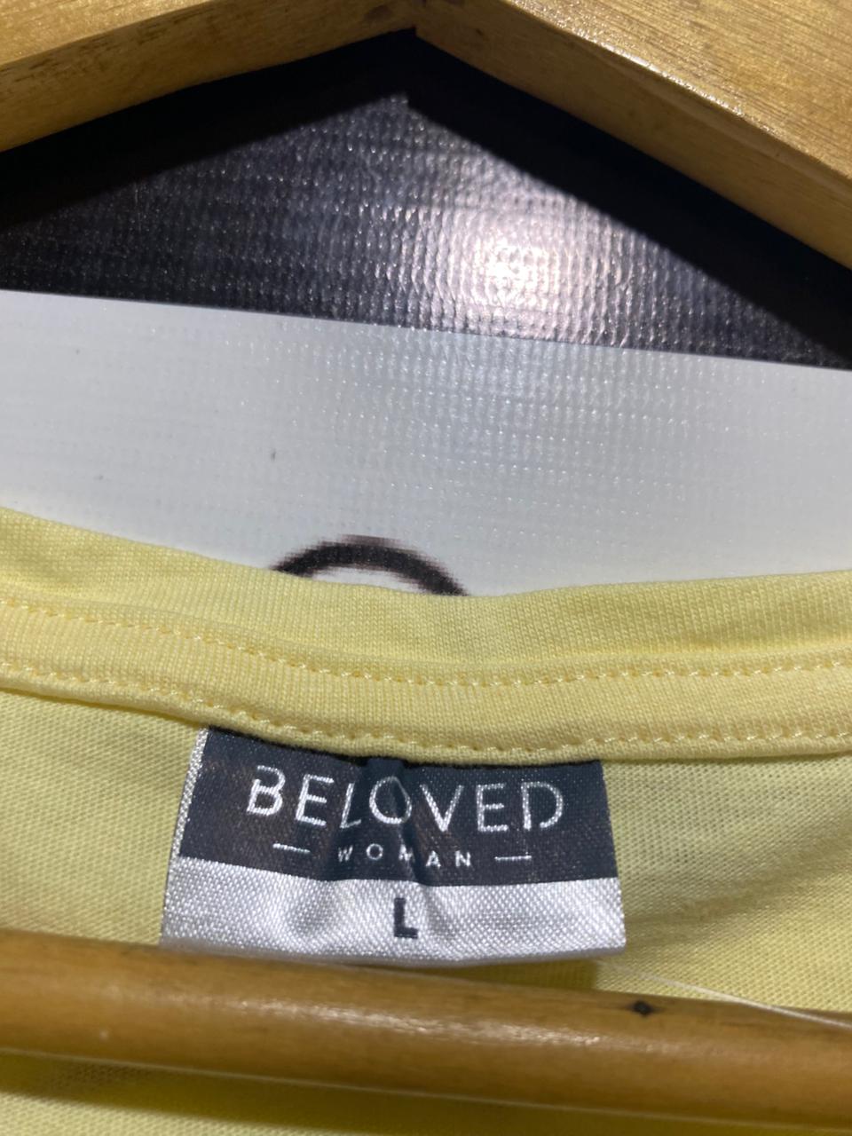 BELOVED |L| BUST 19| B9| PREMIUM PALE YELLOW COTTON CREW NECK T-SHIRT FOR WOMEN