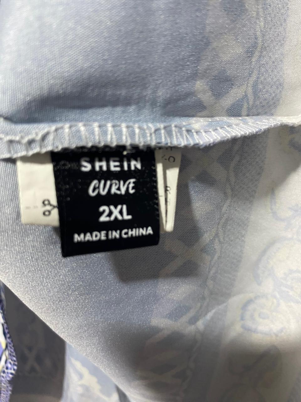 SHEIN CURVE |XL| BUST 25| B9| LUXE NAVY BOHO BORDER PRINT BLOUSE FOR WOMEN