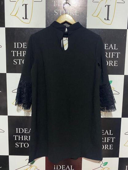 SHEIN |L| BUST 20| B9| PREMIUM BLACK LACE-FLARE SLEEVE TUNIC DRESS FOR WOMEN