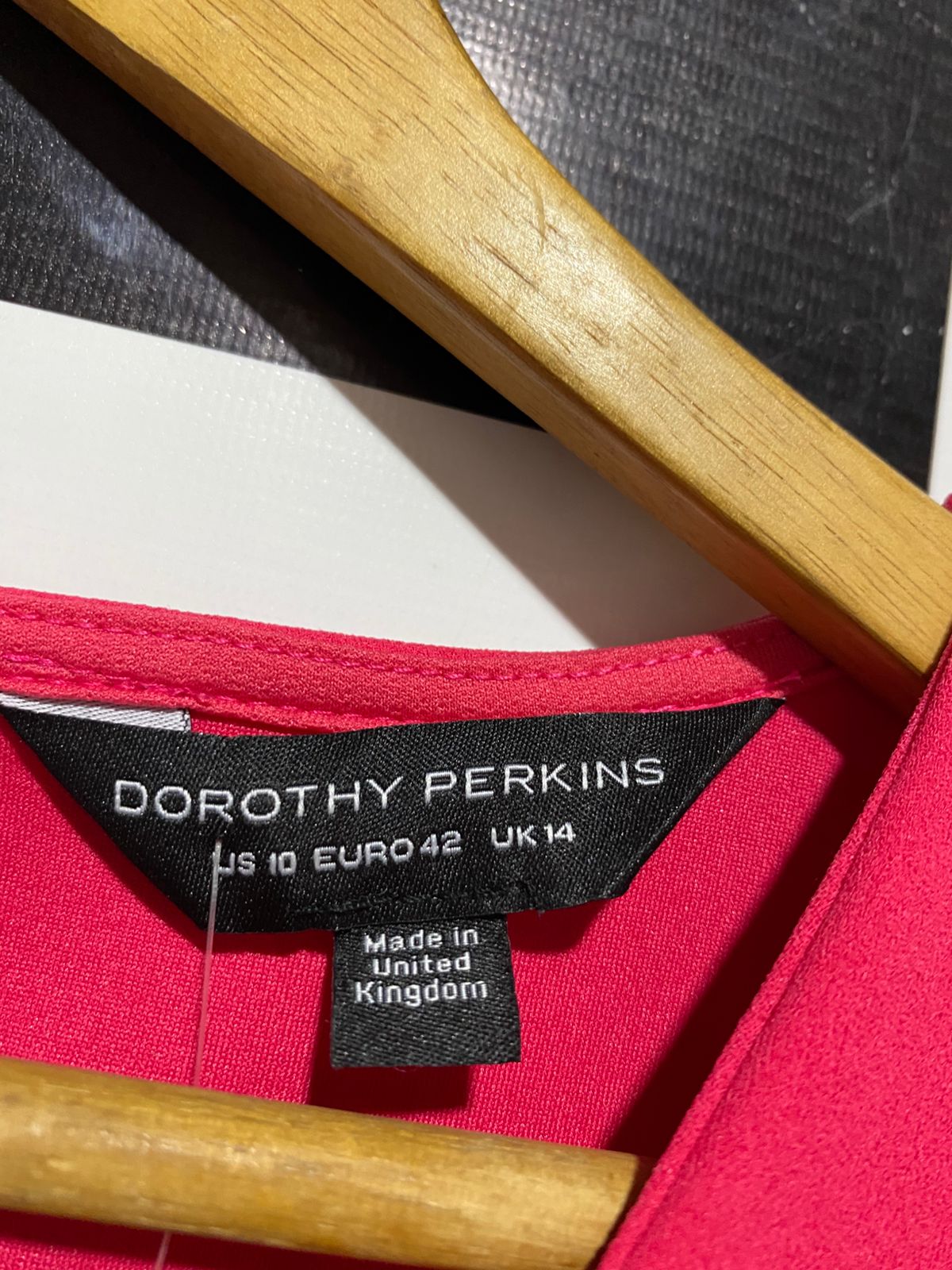 DOROTHY PERKINS | M| BUST 19| B10| MARKS & SPENCER PINK V-NECK PUFF SLEEVE SHIFT DRESS