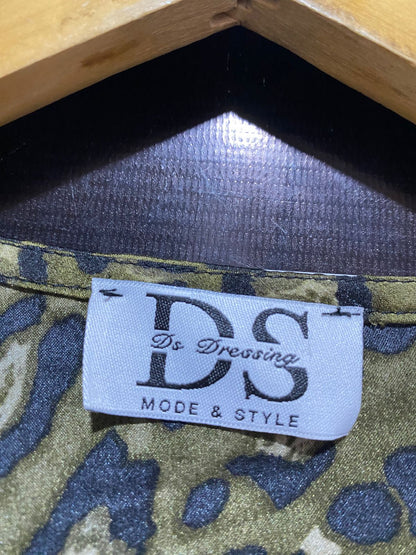 DS DRESSING | M| BUST 19 | B10 |  OLIVE LEOPARD PRINT FAUX WRAP MIDI DRESS