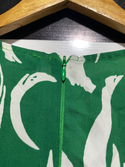 AX | XL | BUST 22| B10 | PREMIUM EMERALD GREEN ABSTRACT PRINT WRAP DRESS FOR WOMEN