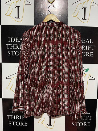 PAPAYA |L| BUST 21| B10| LUXE BURGUNDY RUFFLE EYELET BLOUSE FOR WOMEN