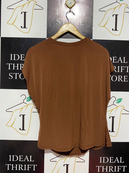 H&M |XL| BUST 21| B10| RUST BROWN DRAPED TEE
