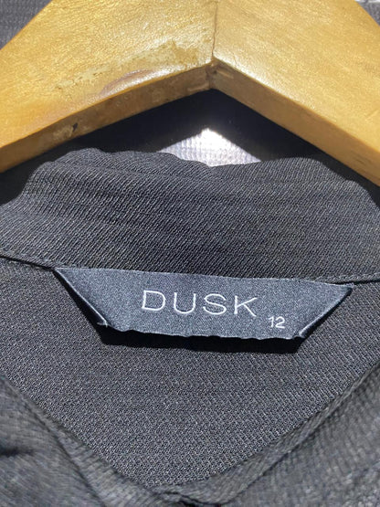 DUSK |M| BUST 19| B10| BLACK BUTTON-DOWN PUFF SLEEVE MAXI DRESS