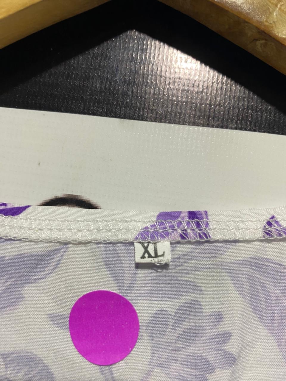 |XL| BUST 21| B9| PURPLE FLORAL PRINT BUTTON-FRONT MIDI DRESS