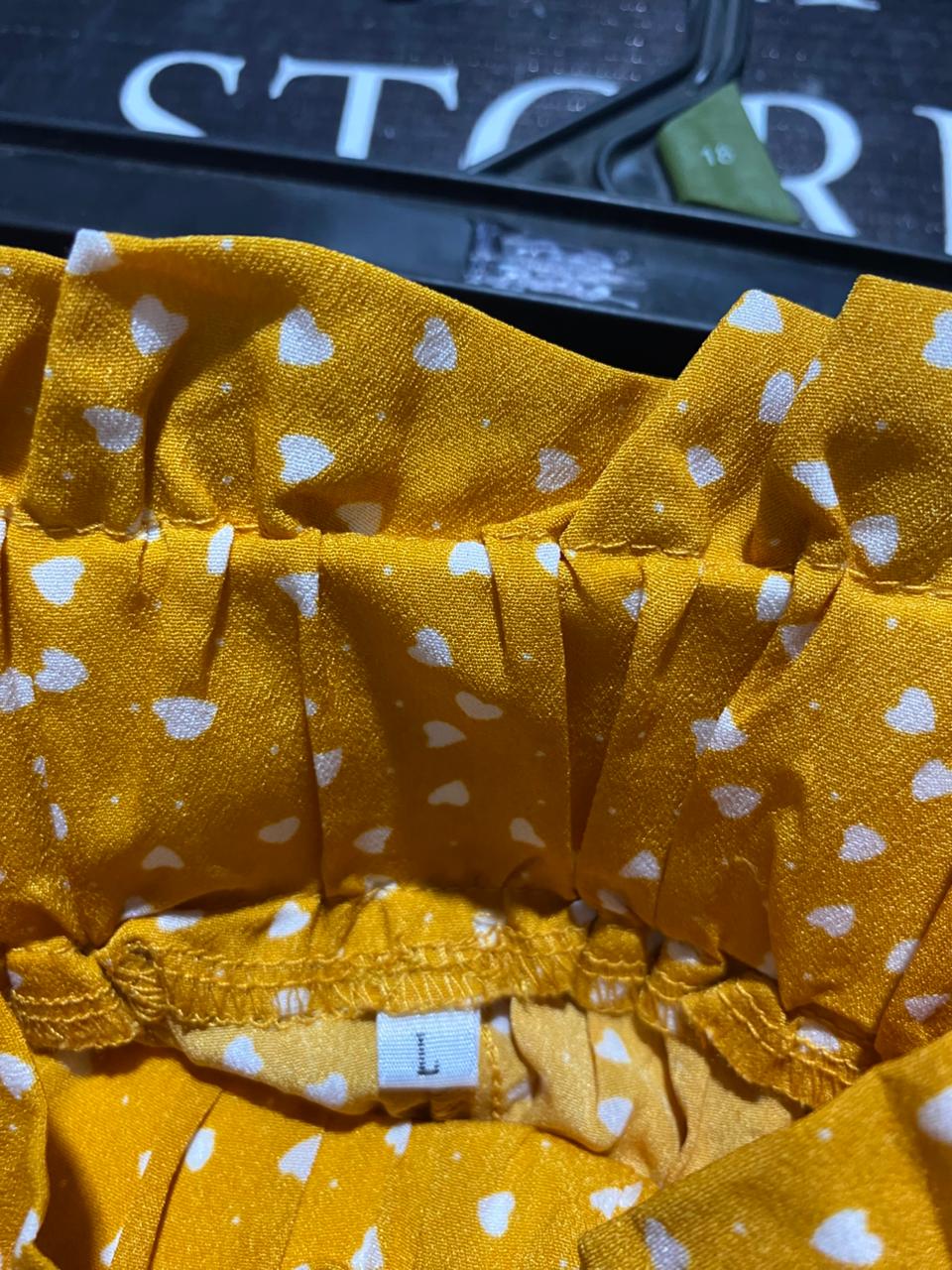 |L| WAIST 27| B9| MUSTARD YELLOW POLKA DOT WIDE-LEG TROUSERS