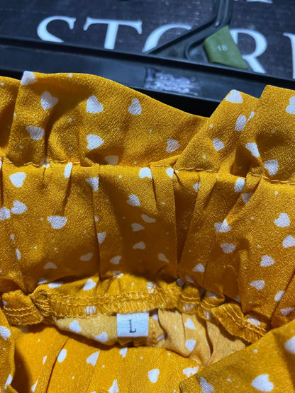 |L| WAIST 27| B9| MUSTARD YELLOW POLKA DOT WIDE-LEG TROUSERS