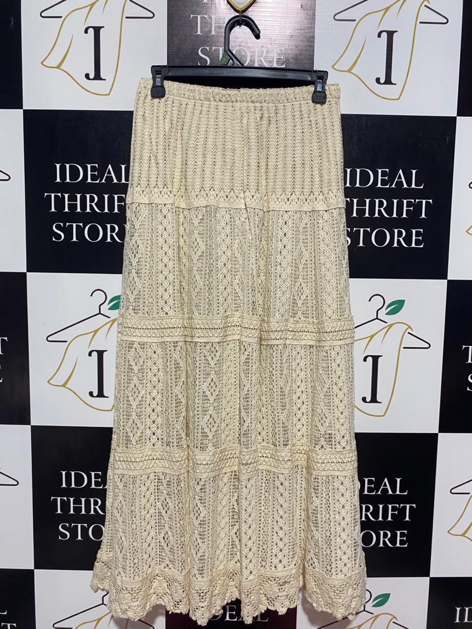 WILD FLOWER |M| WAIST 28| B9| BOHEMIAN CROCHET MAXI SKIRT(inner inside)