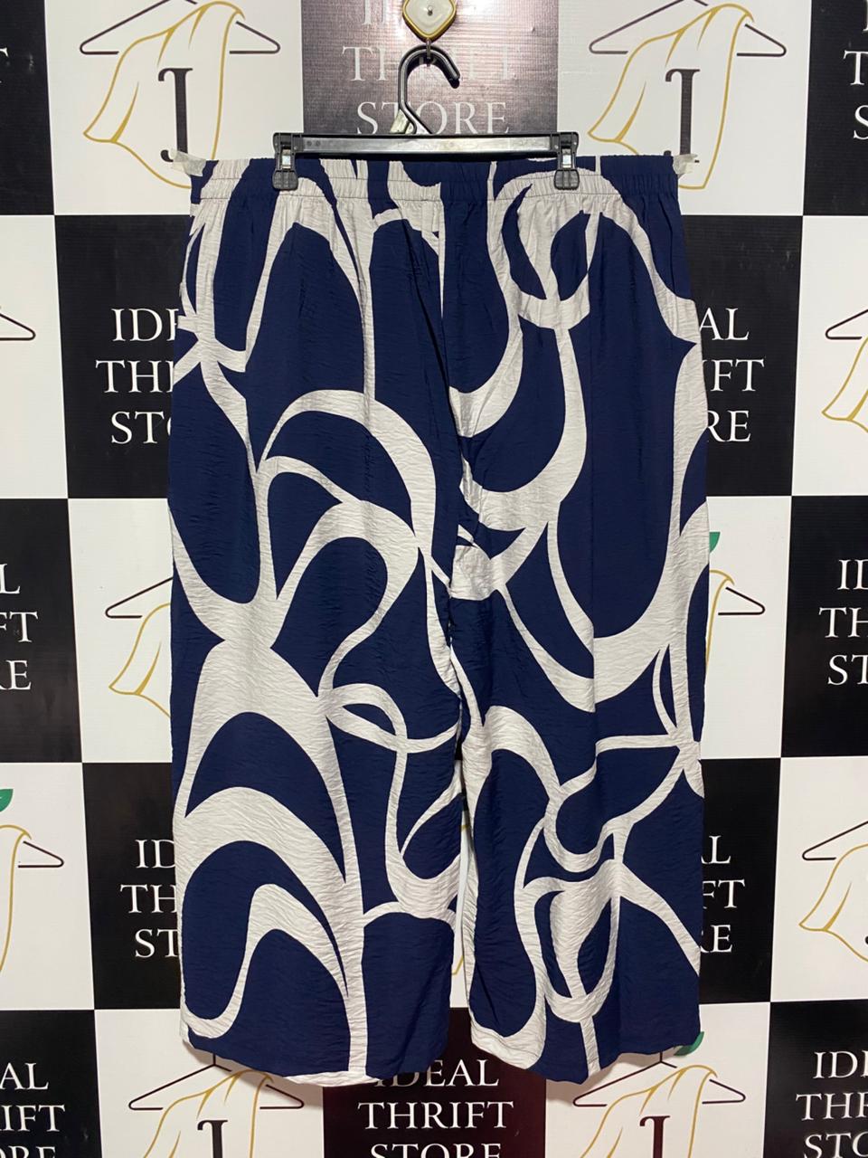 PRIMARK |XL| WAIST 38| B9| PREMIUM ABSTRACT PRINT WIDE-LEG CULOTTE TROUSERS