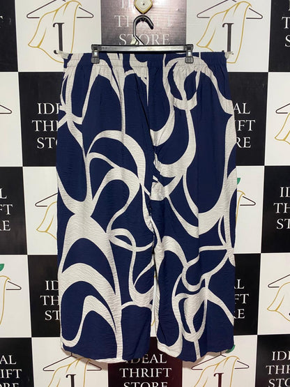PRIMARK |XL| WAIST 38| B9| PREMIUM ABSTRACT PRINT WIDE-LEG CULOTTE TROUSERS