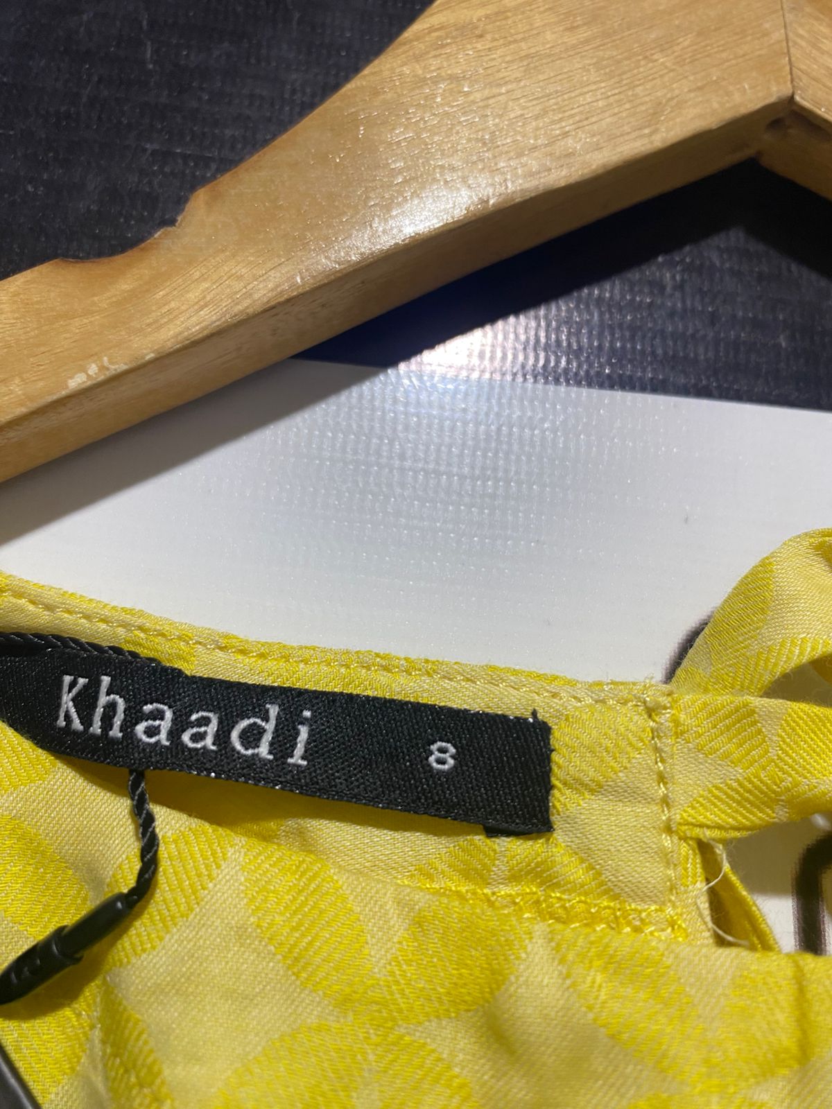 KHAADI |M| BUST 23| B9| VIBRANT YELLOW GEOMETRIC PRINT CROP TOP