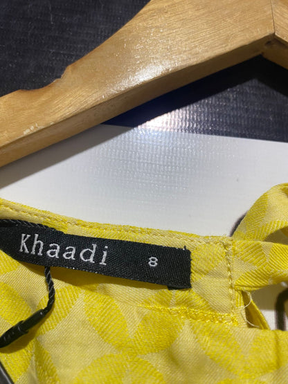 KHAADI |M| BUST 23| B9| VIBRANT YELLOW GEOMETRIC PRINT CROP TOP
