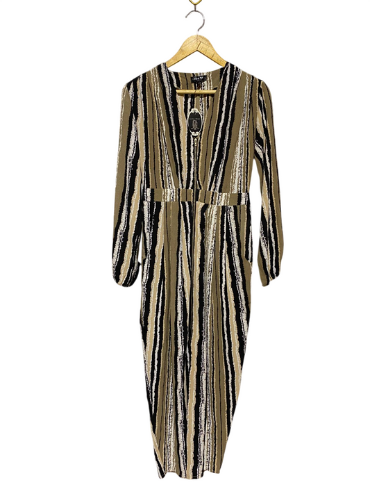 CAROLINE MORGAN |M| BUST 18| B10| WOMEN'S STRIPED V-NECK LONG SLEEVE JUMPSUIT